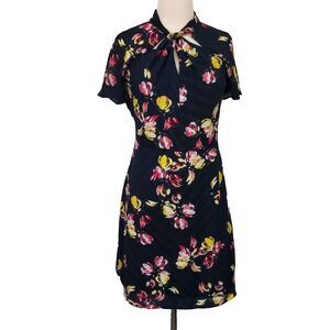 Banana Republic Dress Flowy Chiffon Floral Womens Size 6 Short Sleeve Cut Out